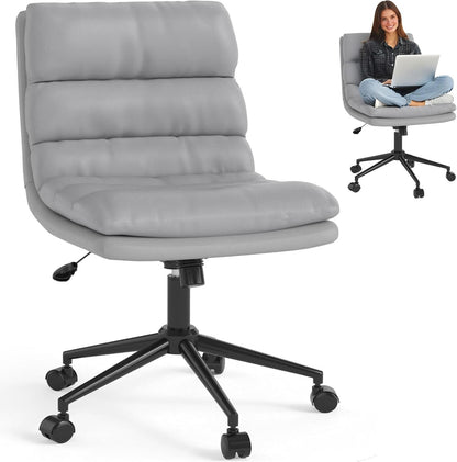 YODOLLA Office Chairs Swivel Desk Chair, Faux Leather Gray