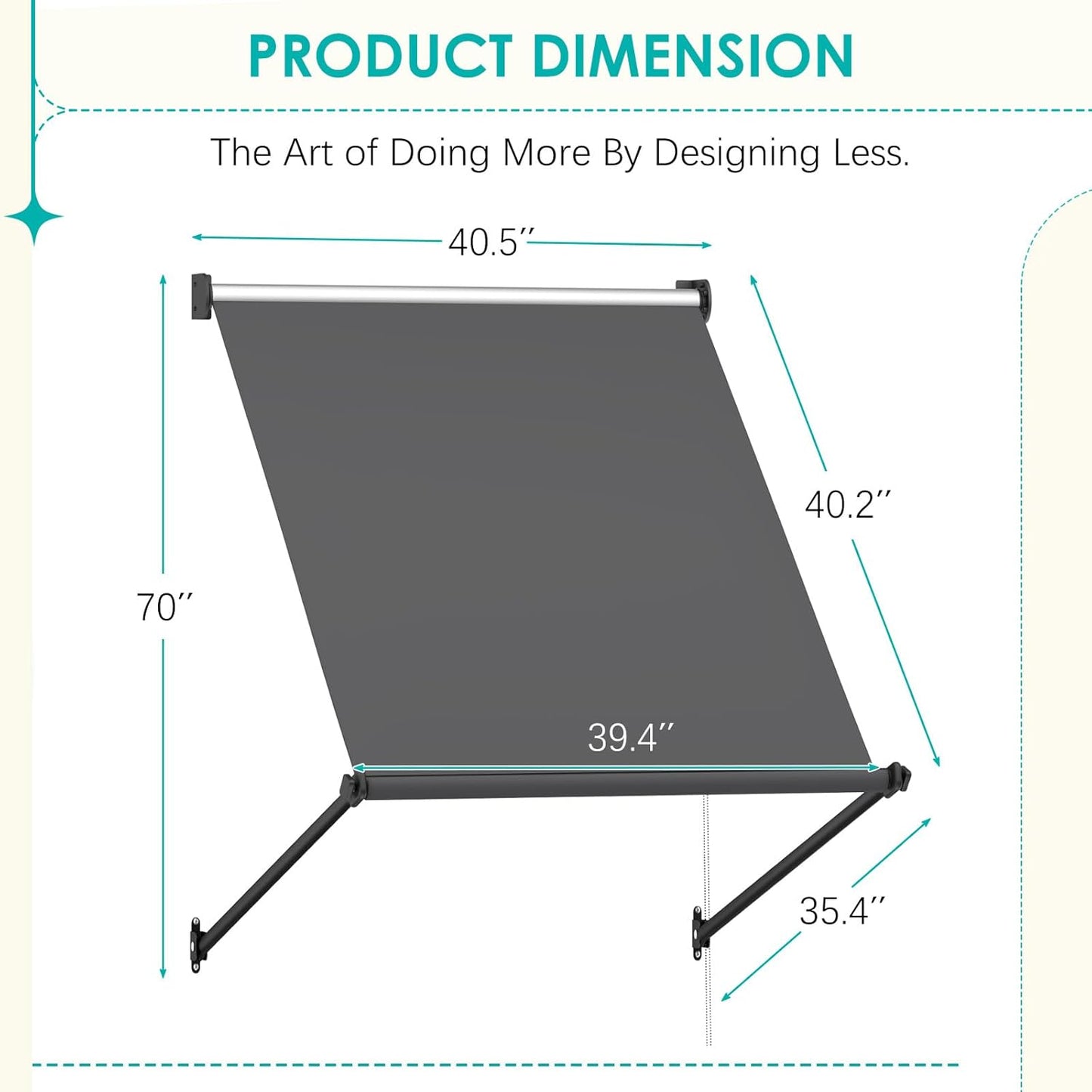 YODOLLA Retractable Awning, Manual Outdoor Awnings, Dark Grey