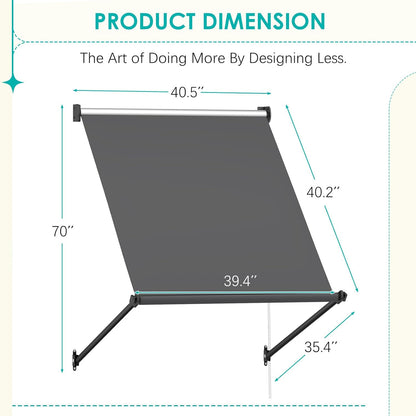 YODOLLA Retractable Awning, Manual Outdoor Awnings, Dark Grey