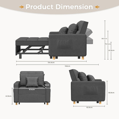 YODOLLA 36" Convertible Chair Bed, Modern Grey
