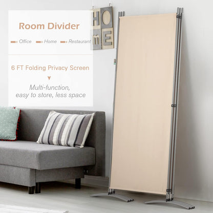 YODOLLA 6 FT Portable Office Divider Folding Privacy Screens, Beige