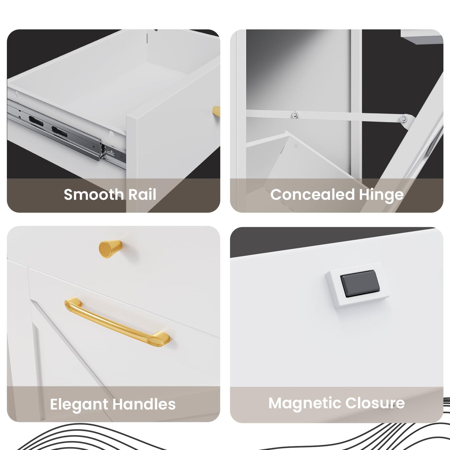 YODOLLA Double Tilt Out Trash Can Cabinet with 2 Drawers