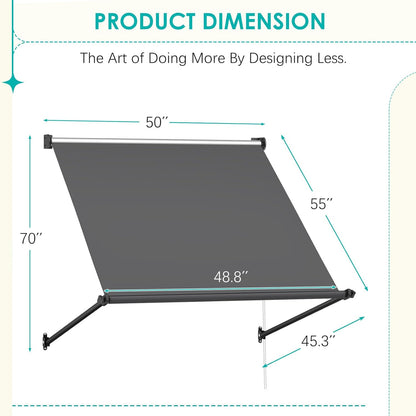 YODOLLA Retractable Awning, Manual Outdoor Awnings, Dark Grey