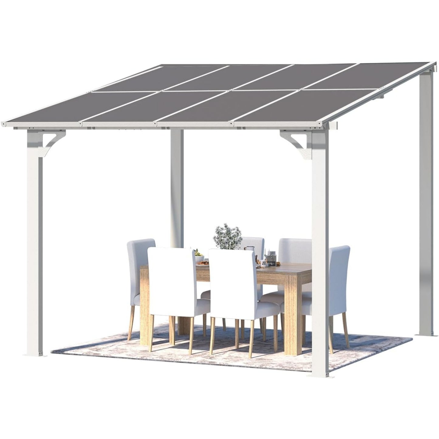 YODOLLA 8' x 8' Lean to Gazebo Pergola for Patio, White