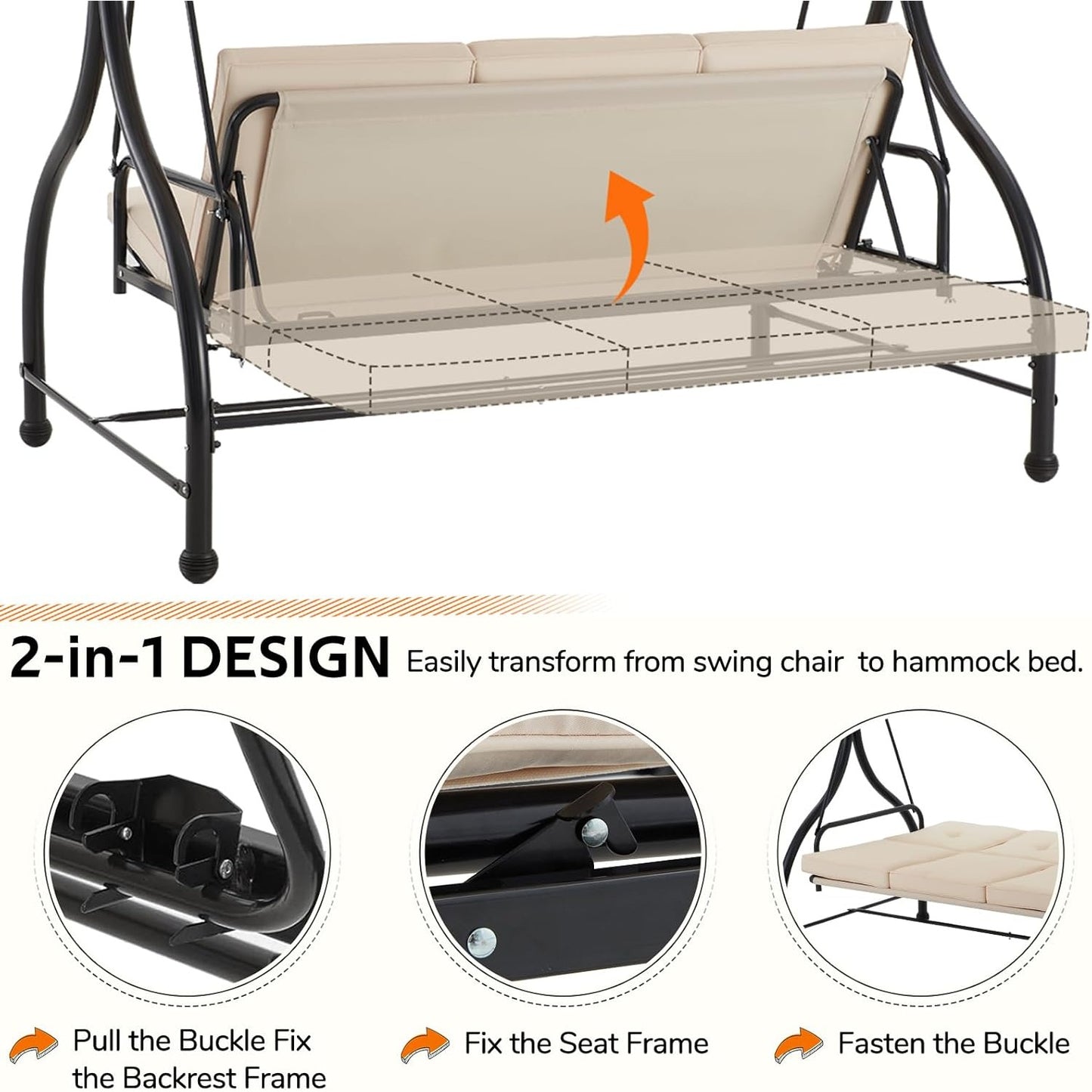 YODOLLA Patio Furniture Swing with Canopy