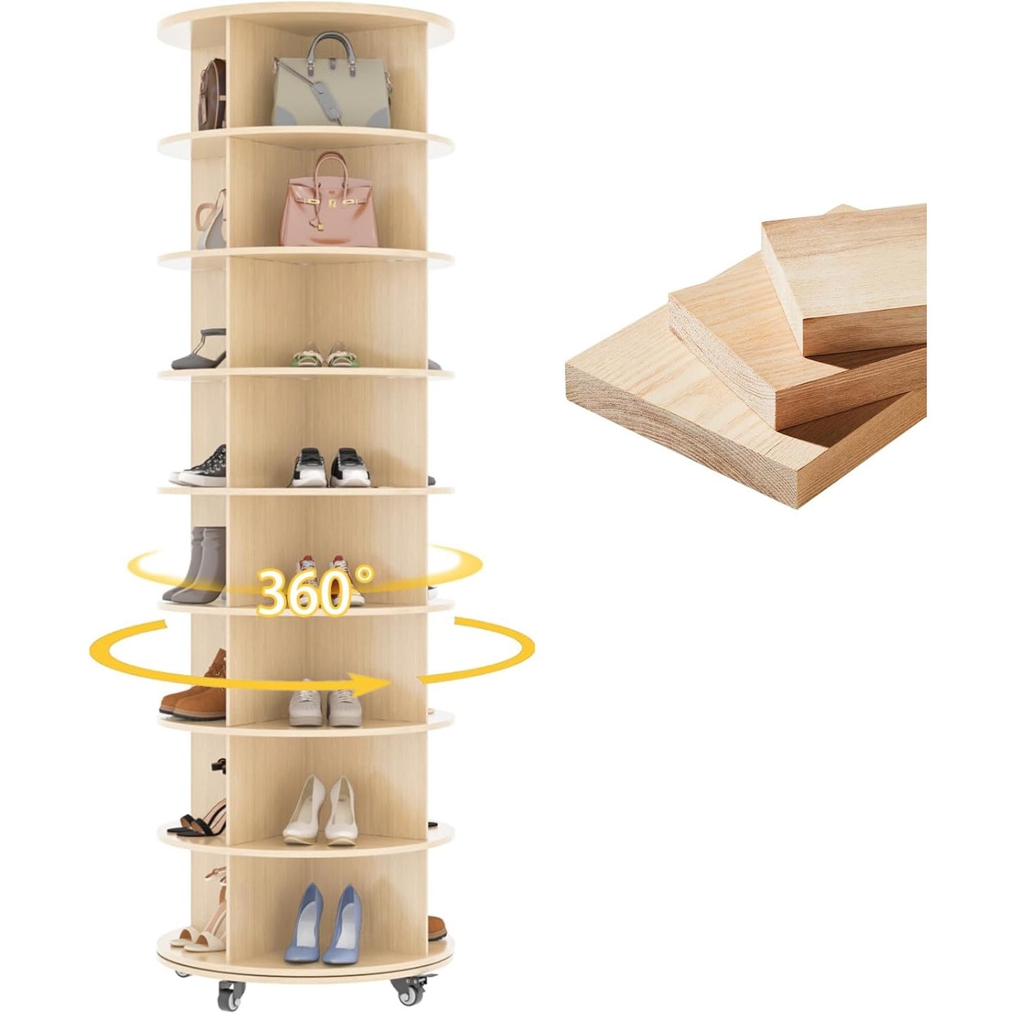 YODOLLA 8 Tier Rotating Shoe Rack, Shoe Tower Organizer