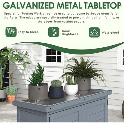 YODOLLA Outdoor Work Bench Storage Cabinet, Gray