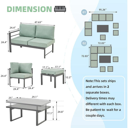 YODOLLA Outdoor Conversation Table and Chair Sets for Lawn Furniture Set, Green
