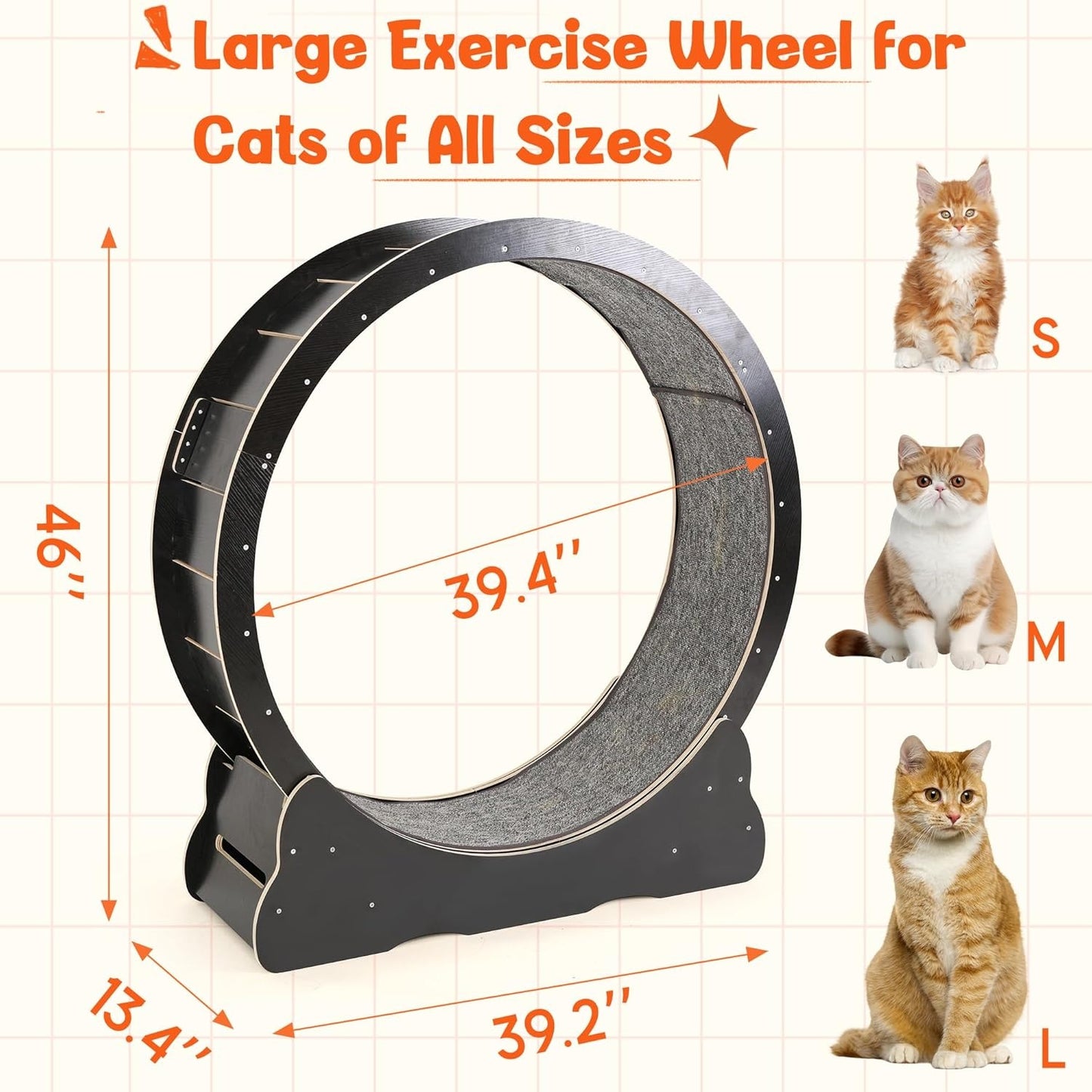 YODOLLA 43.3” Cat Exercise Running Wheel, Black