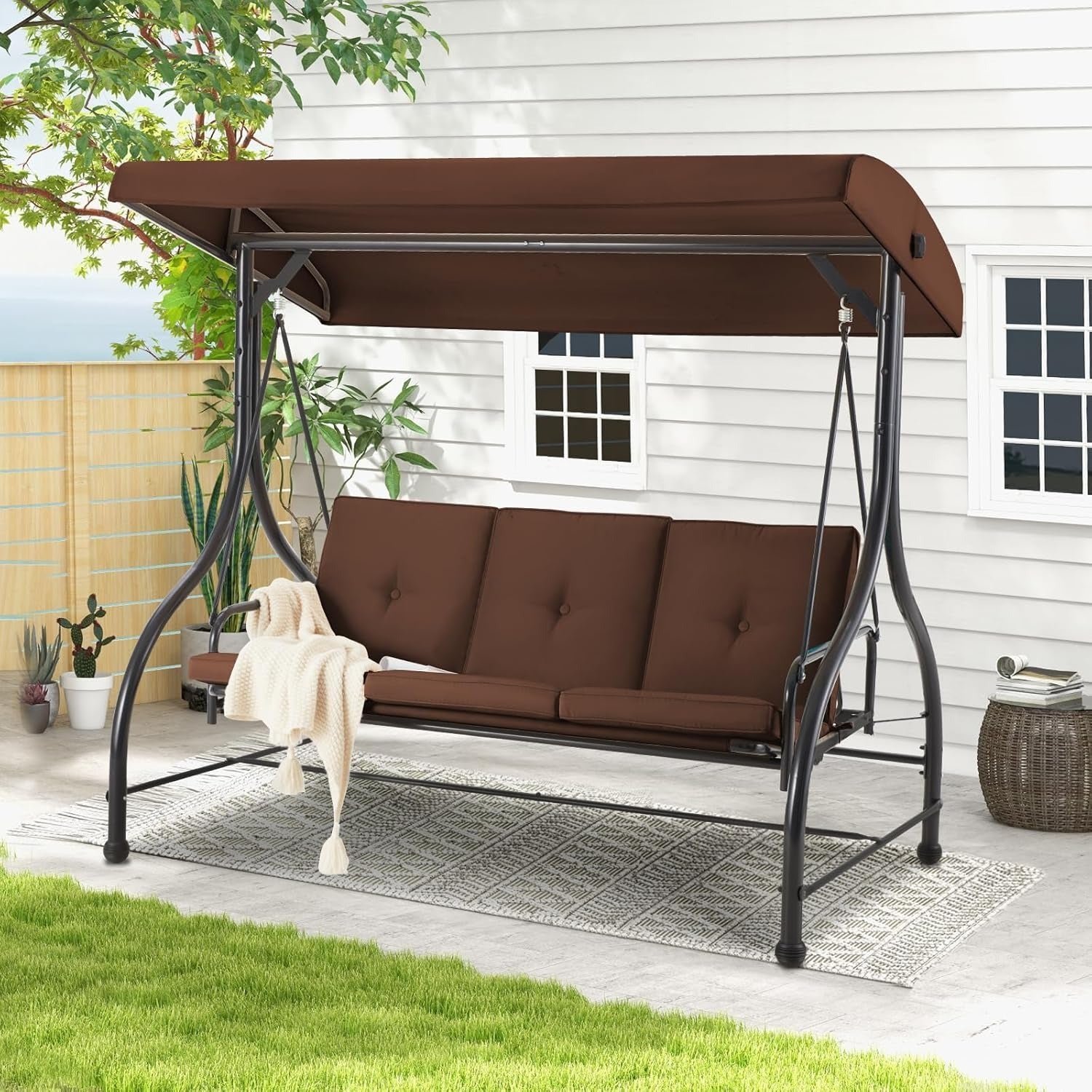 YODOLLA Relaxing 3-Seat Patio Swing