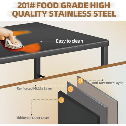 YODOLLA Stainless Pizza Oven Table with 2 Lock Casters, Black