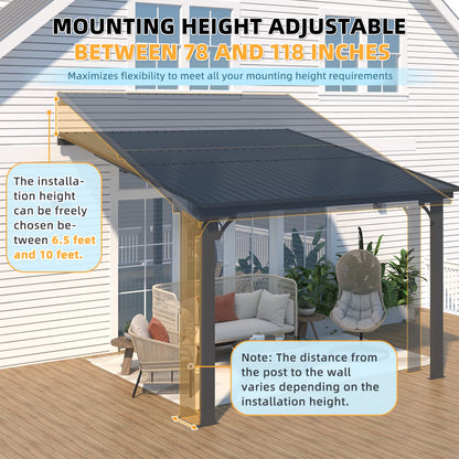 YODOLLA 10x10 Outdoor Hardtop Gazebo Adjustable Height (6.5-9.8Ft) Pergola