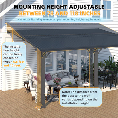 YODOLLA 10x16 Outdoor Hardtop Gazebo Adjustable Height (6.5-9.8Ft) Pergola