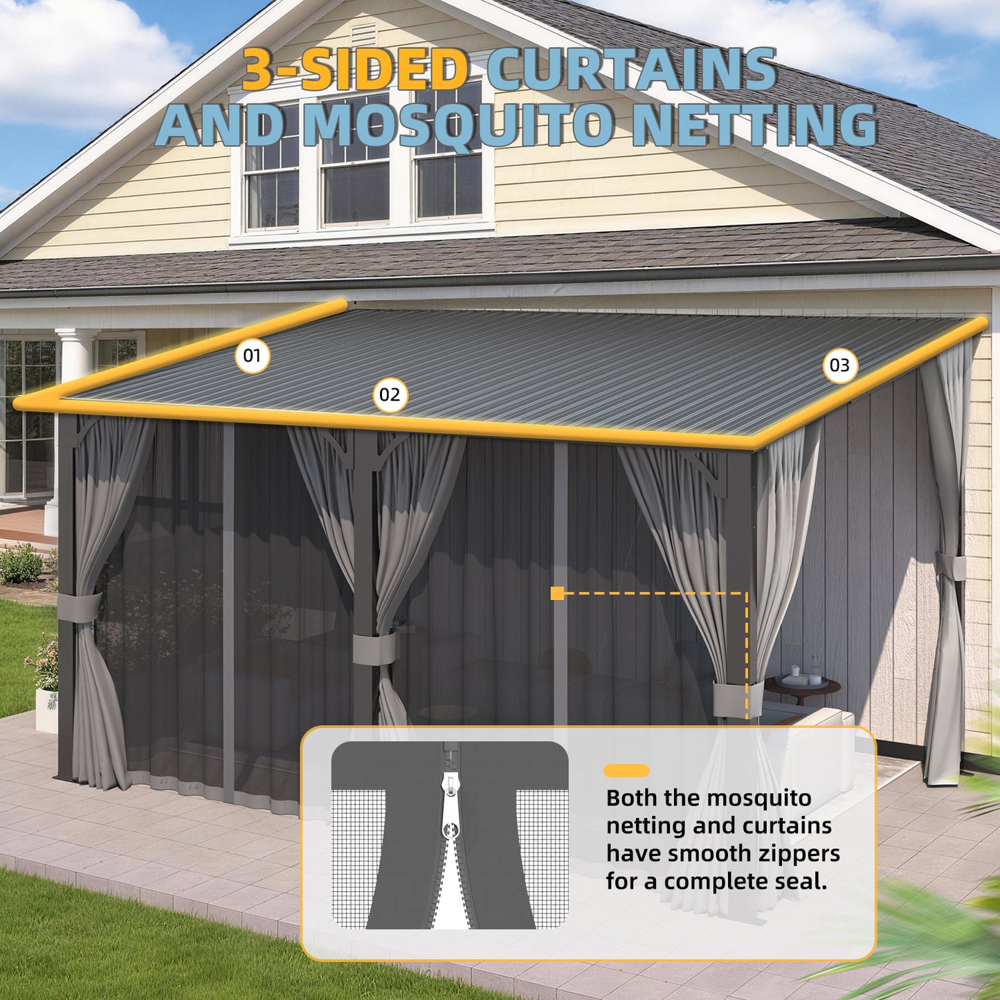 YODOLLA 12' x 14' Outdoor Hardtop Metal Gazebo for Patio Galvanized Steel Pergolas