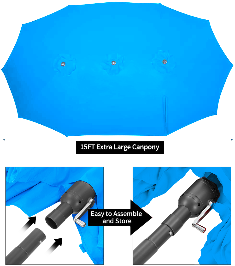 YODOLLA wind-resistant patio umbrella for large areas