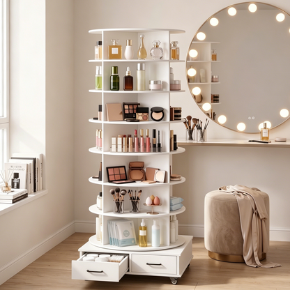 YODOLLA 8 Tier Rotating Shoe Rack Contains 2 Drawers Shoe Tower Organizer