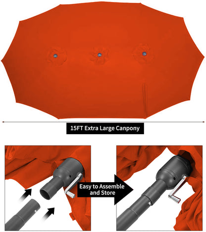 YODOLLA wind-resistant orange patio umbrella