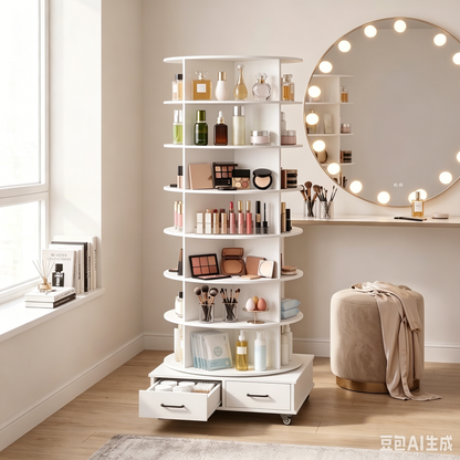YODOLLA 8 Tier Rotating Shoe Rack Contains 2 Drawers Shoe Tower Organizer