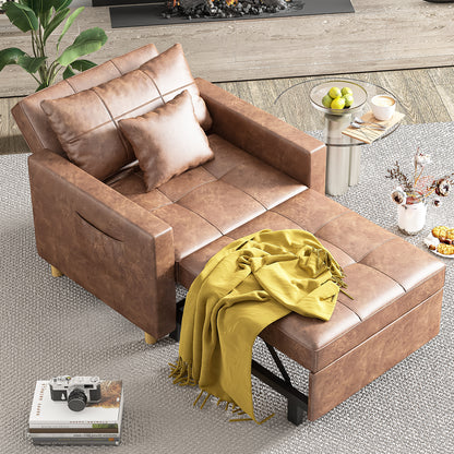 YODOLLA 36" Convertible Chair Bed, Saddle Brown