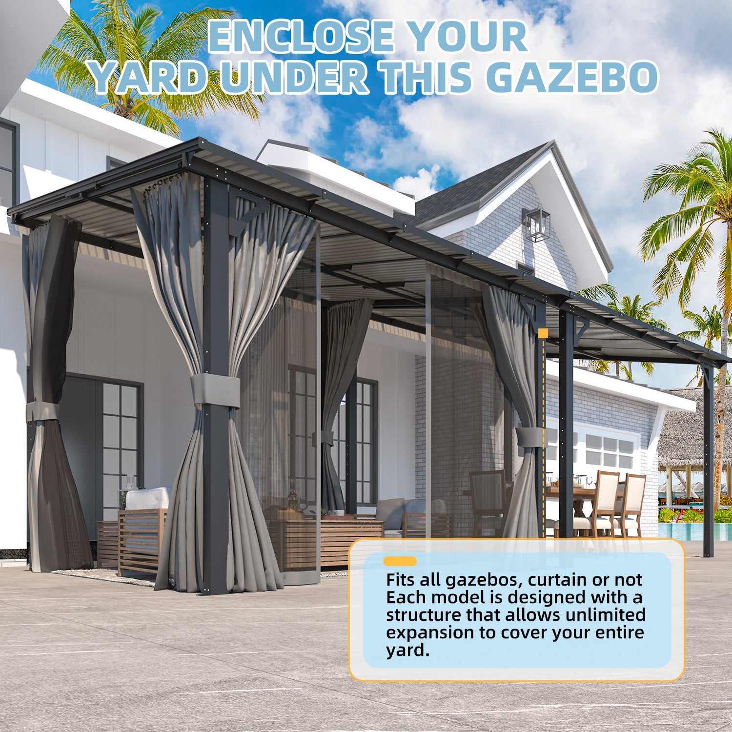 YODOLLA 10x8 Gazebo with Curtains for Patio