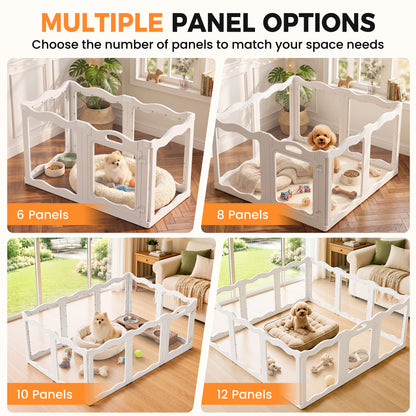 YODOLLA Clear Acrylic Dog Playpen Indoor, 24" H, 12 Panels, White