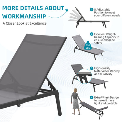 YODOLLA Curved Design Pool Lounge Chairs, Dark Grey