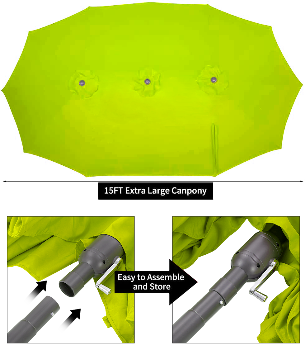YODOLLA green waterproof patio umbrella for outdoor use