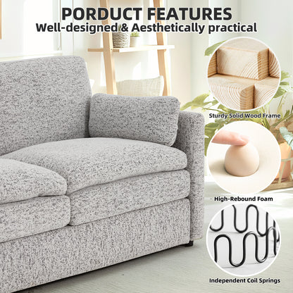 YODOLLA 89" Chenille Sofa, 3-Seater, 2 Removable Pillows, Gray