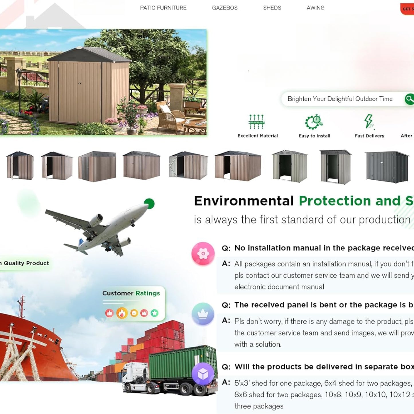 YODOLLA Shed 6' x 4' Storage Shed, Metal Sheds & Outdoor Storage, Grey