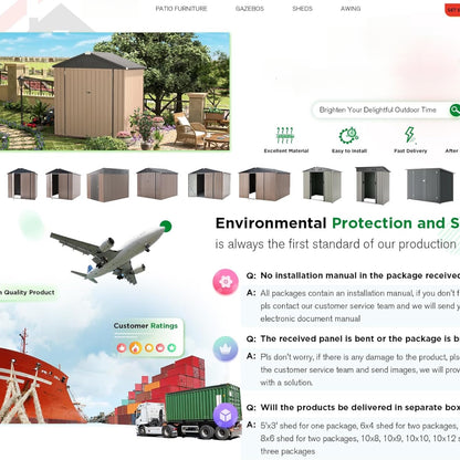 YODOLLA Shed 6' x 4' Storage Shed, Metal Sheds & Outdoor Storage, Grey