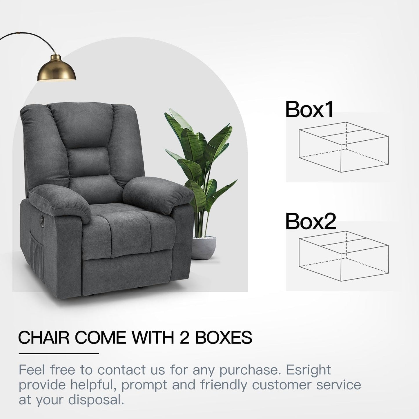 YODOLLA Massage Power Lift Recliner for Elderly, Electric Lift Chair, Carbon Fiber, Grey