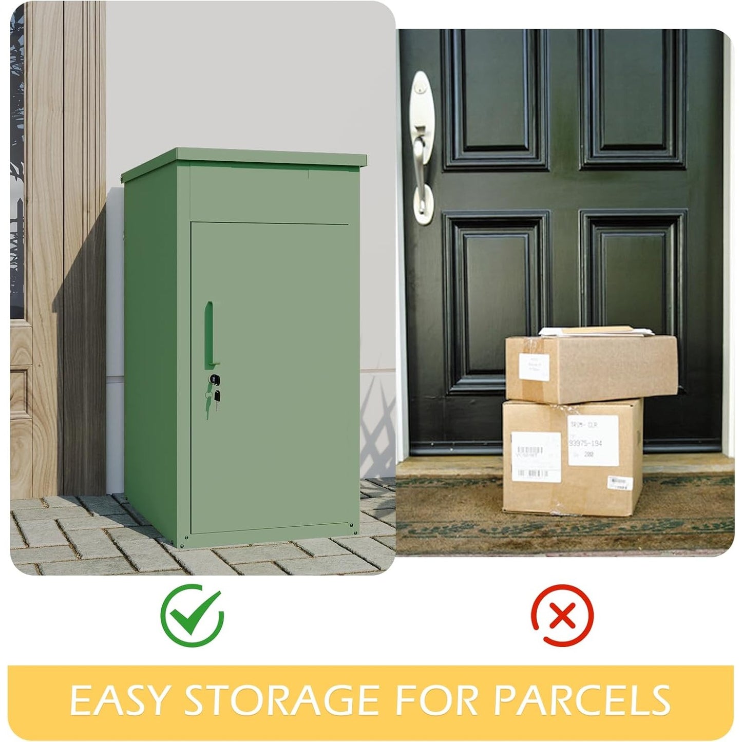 YODOLLA Lockable Anti-Theft Parcel Drop Box With Mailbox For Porch Fence Curbside, Green