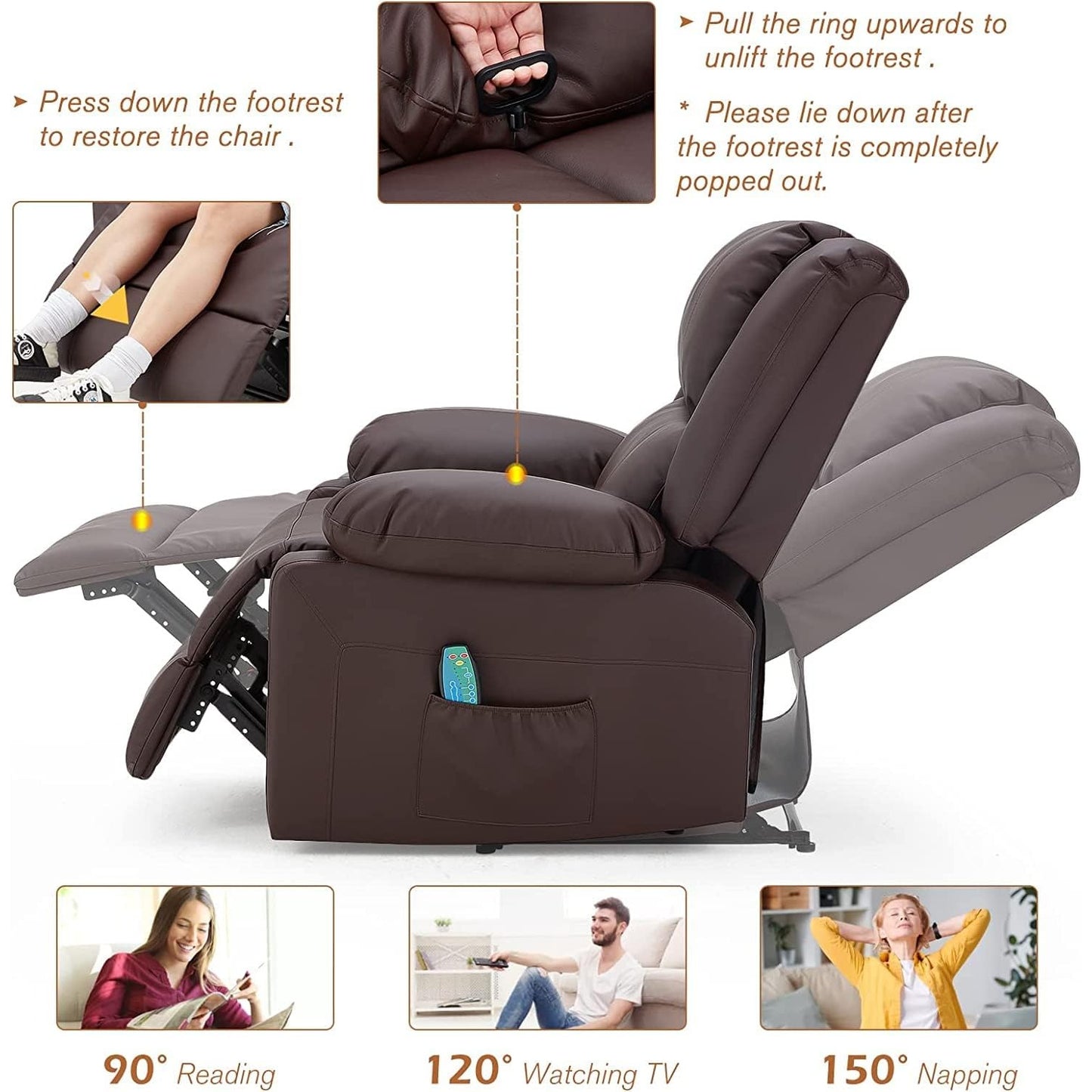 YODOLLA Massage Recliner Chair, Brown
