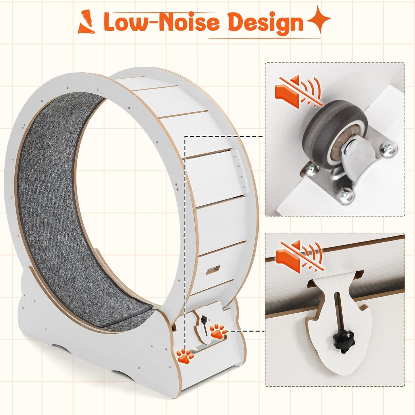 YODOLLA 35.8'' Cat Wheel for Indoor Cats, White