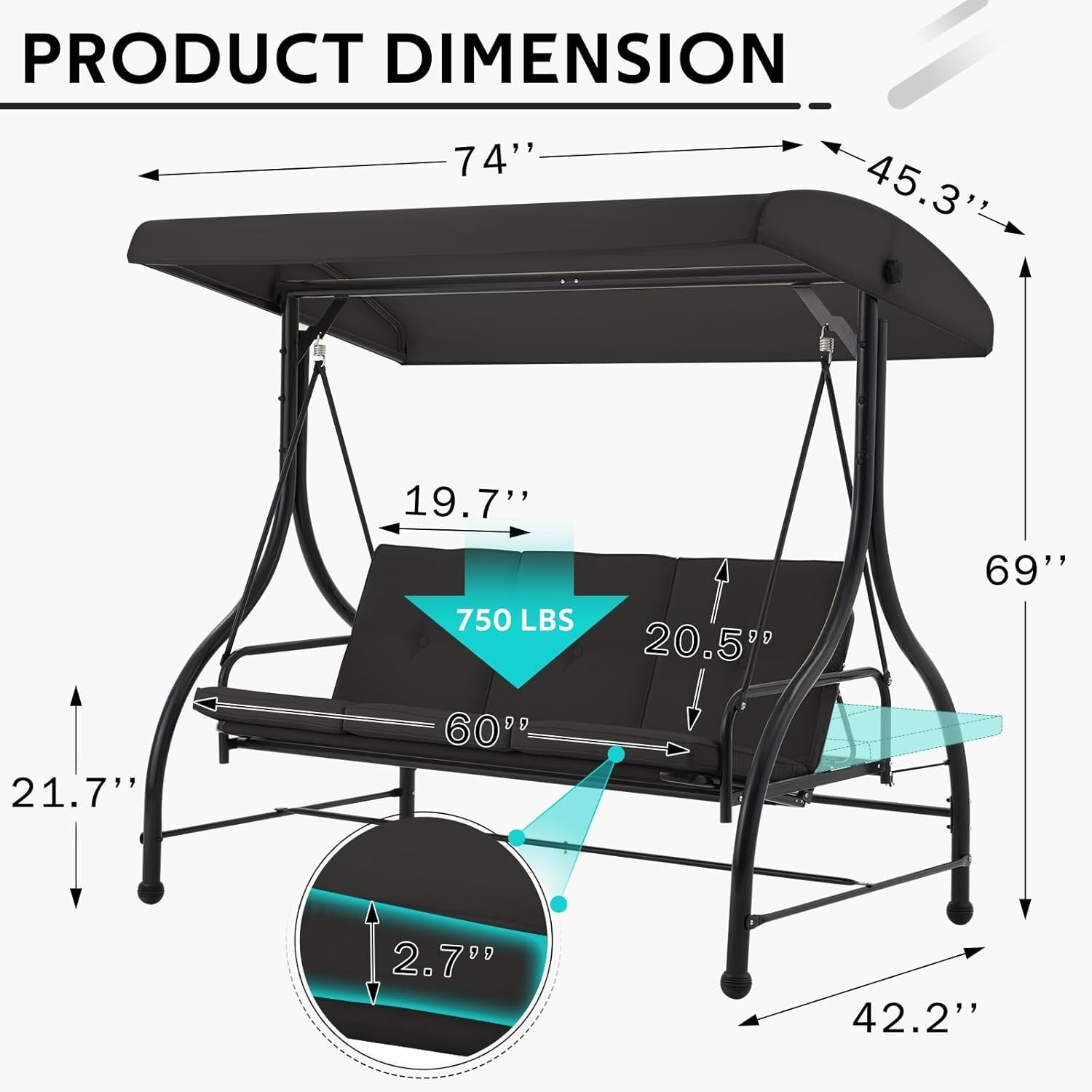 YODOLLA Adult Patio Swing Set