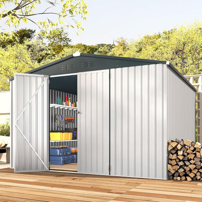 YODOLLA Shed 12' x 10' Storage Shed, White