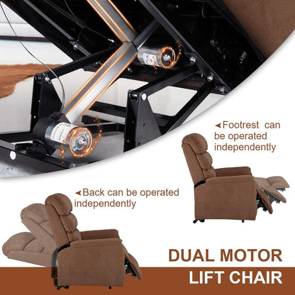 YODOLLA Electric Dual Motor Power Recliner Lift Chair for Elderly, Coffee