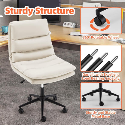 YODOLLA Office Chairs Swivel Desk Chair, PU Leather White