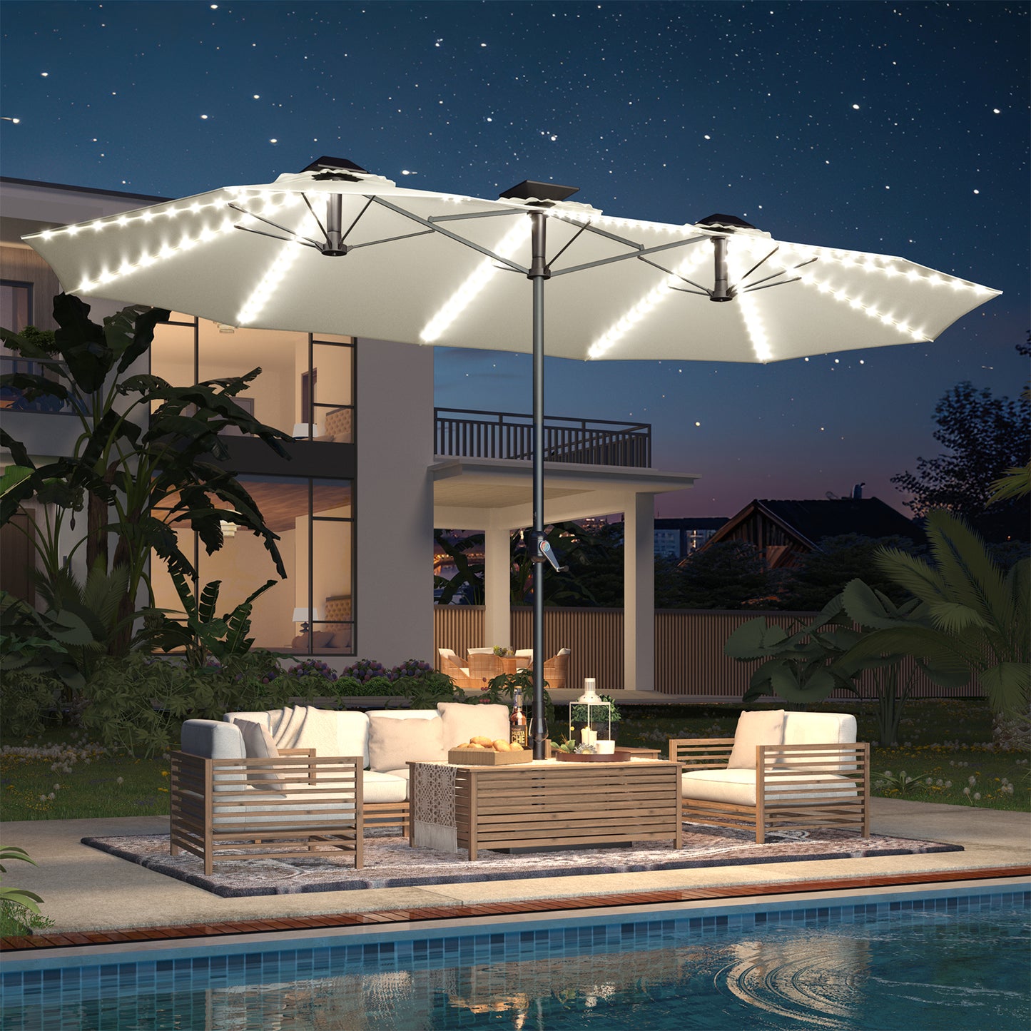 YODOLLA patio umbrella with lights solar powered
