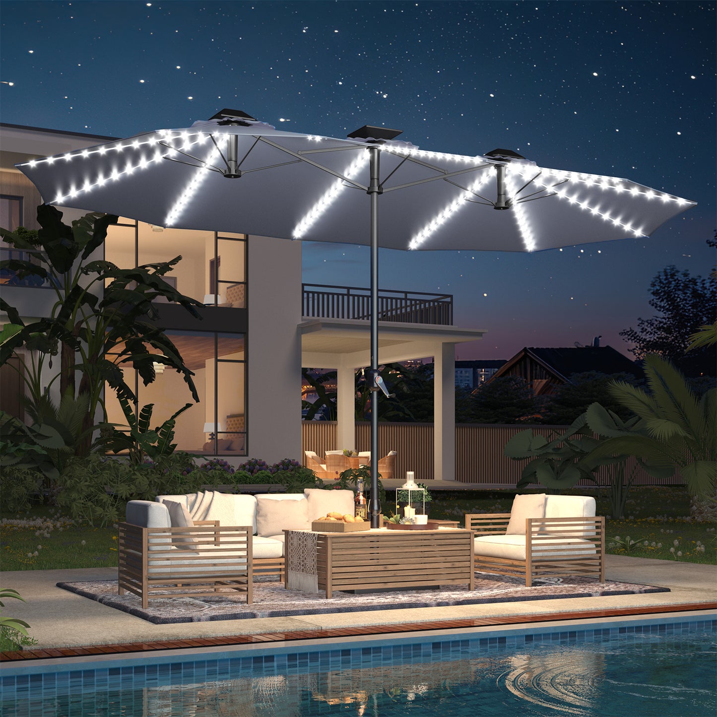 YODOLLA solar powered patio umbrella LED lights