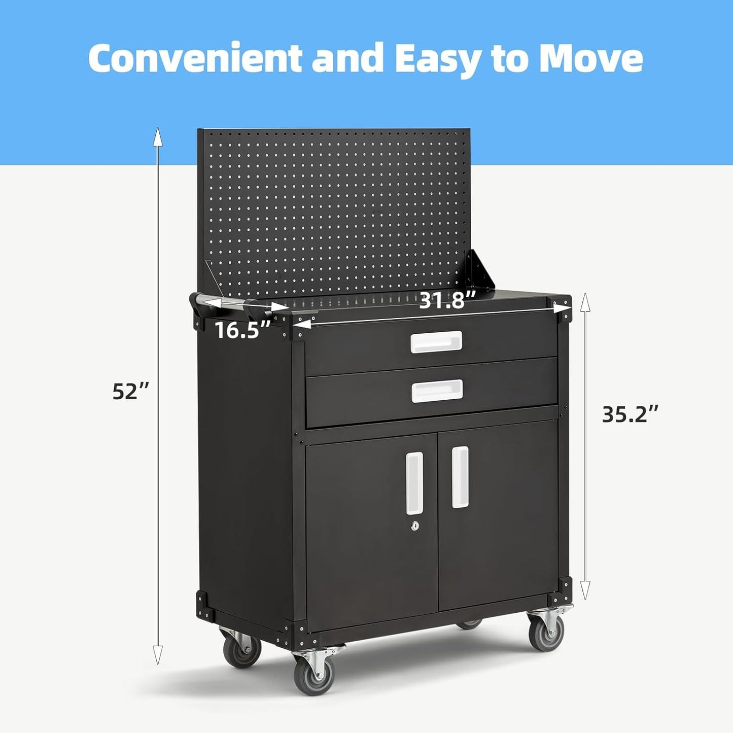 YODOLLA Rolling Tool Chest with Wheels 2 Drawers, White Handle