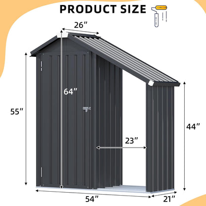 YODOLLA Waterproof Storage Cabinet with Shelves and Lean to Open-Sided Firewood Racks