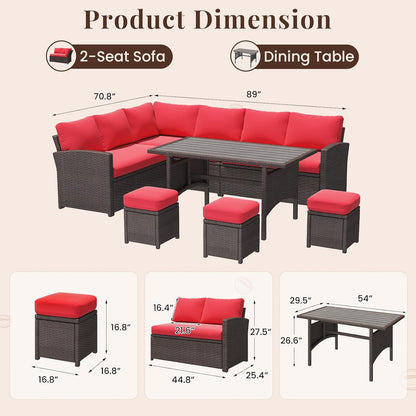 YODOLLA brown rattan patio furniture set