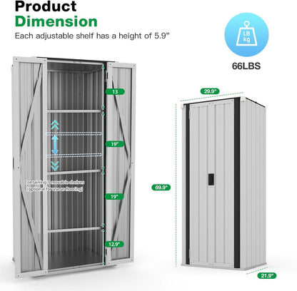 YODOLLA Outdoor Storage Cabinet Waterproof with Shelves Storage Shed, White