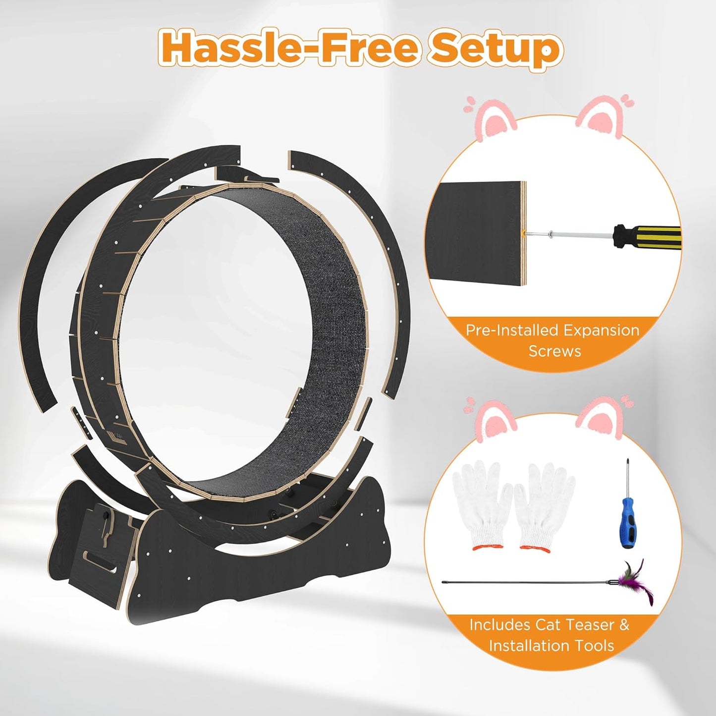 YODOLLA 39.3” Cat Wheel for Indoor Cats, Black