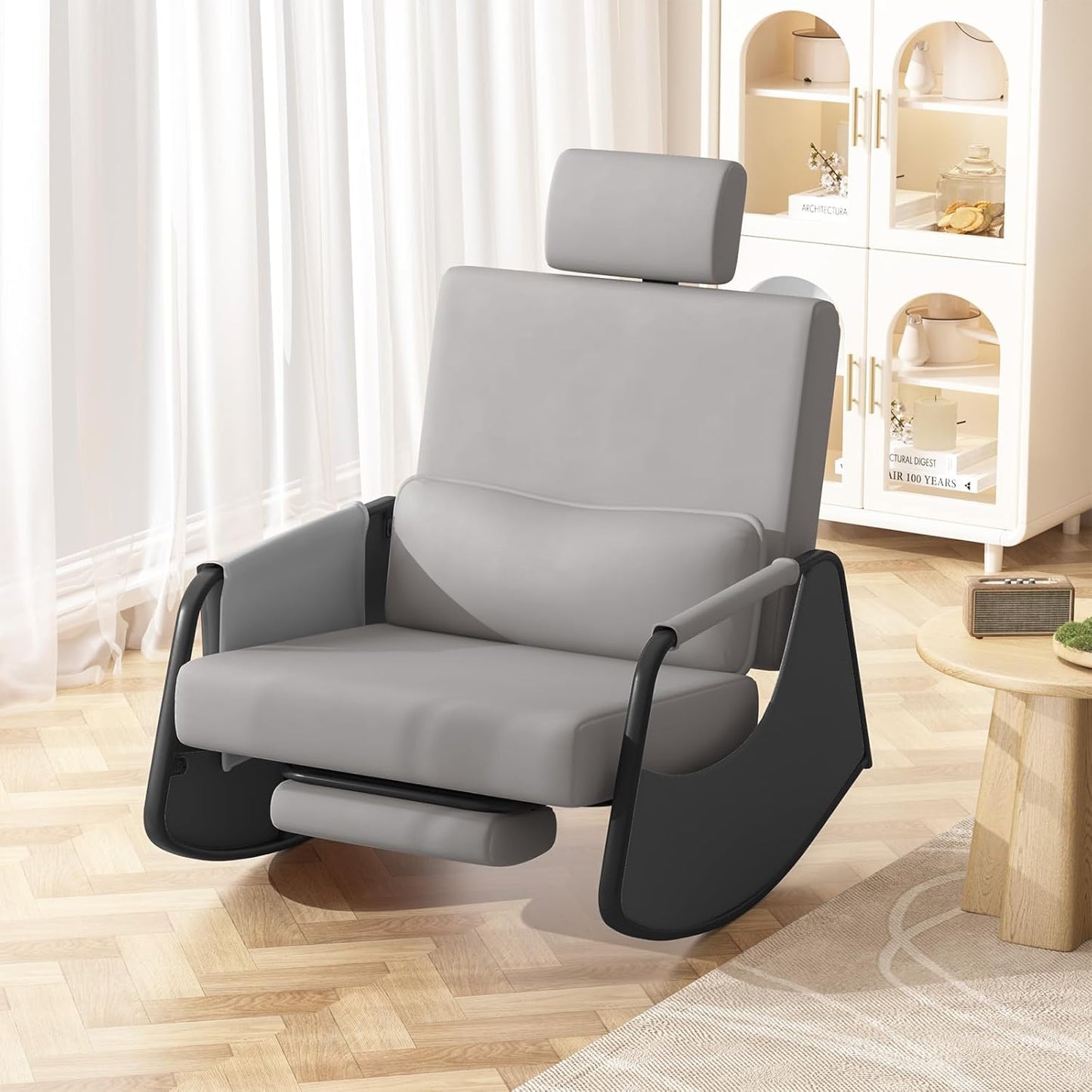 YODOLLA Rocking Chair with Retractable Footrest & Adjustable Backrest