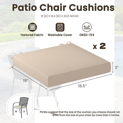 YODOLLA Outdoor Chair Cushions 19 x 19 x 3 Inch Seat Cushions for Patio Furniture