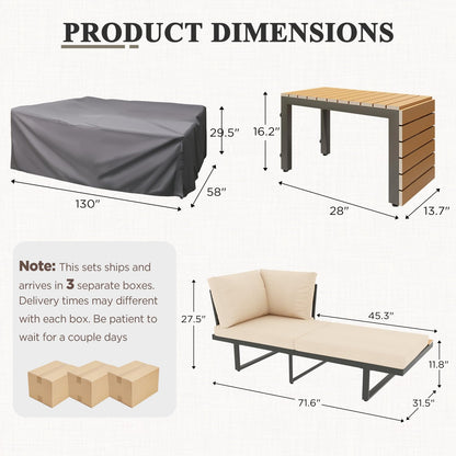 YODOLLA 4 Piece Metal Patio Furniture Set