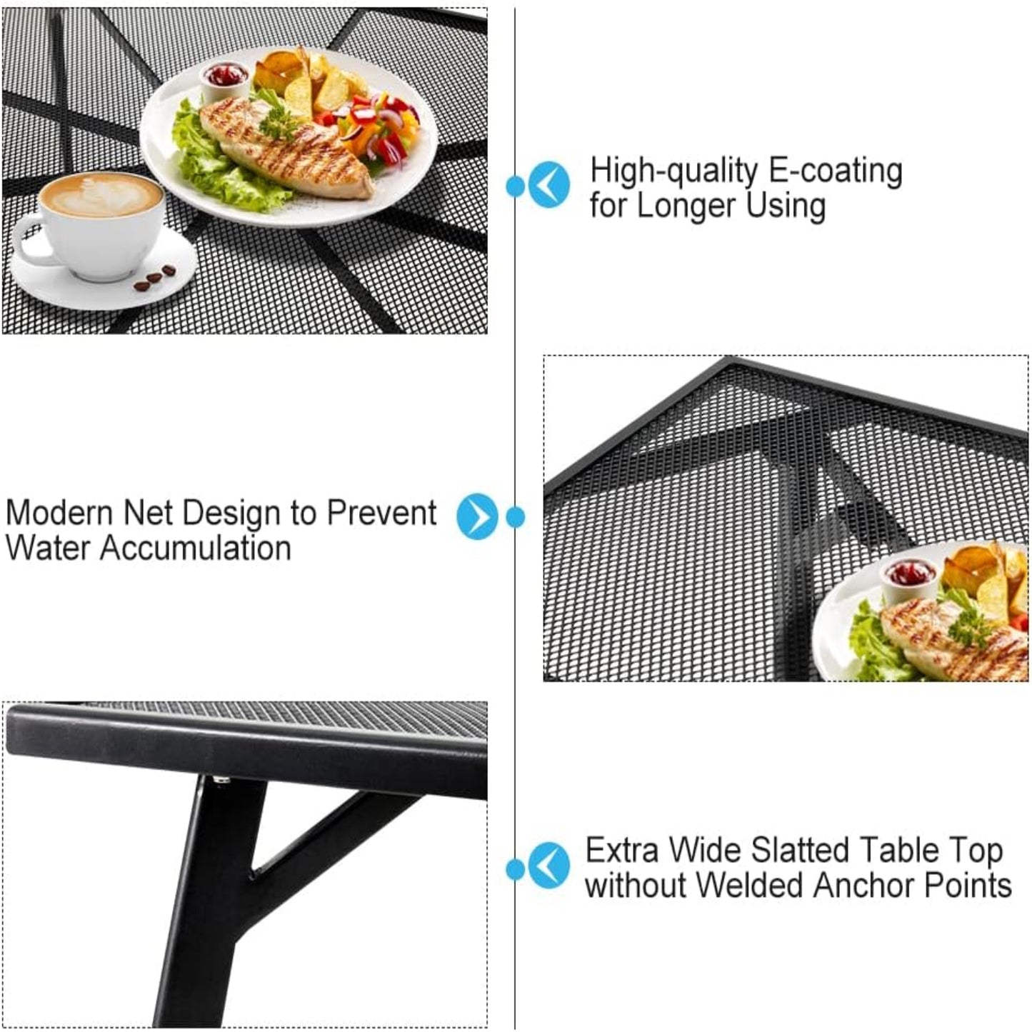 YODOLLA 51”x31” Rectangular Steel Patio Dining Table