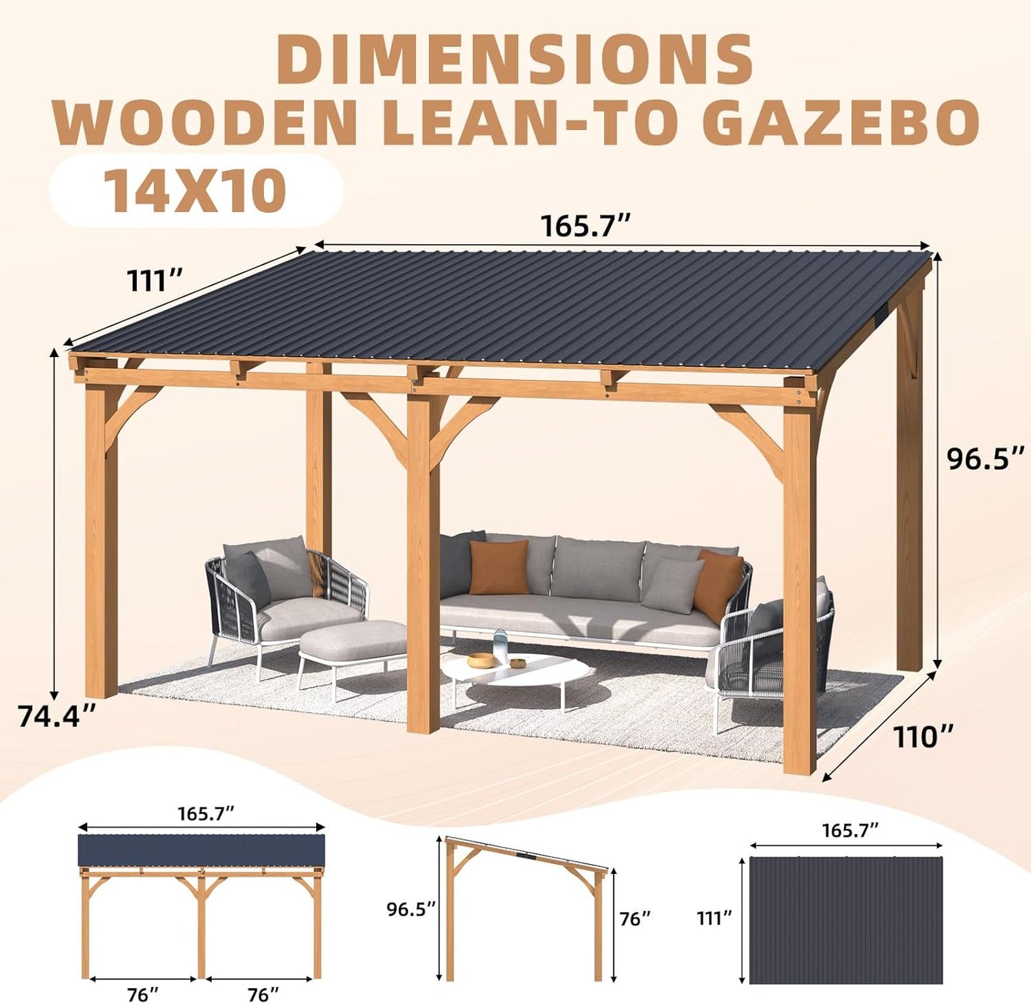 YODOLLA durable wooden pergola.